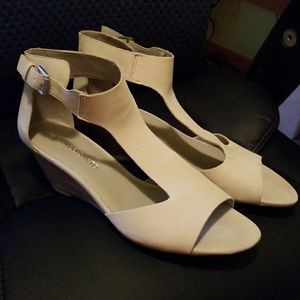 Women's Cream T-Strap Wedge Sandals - Sleek Summer Style